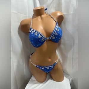 Competition bikini  Suit royal blue 34B small bottom handmade